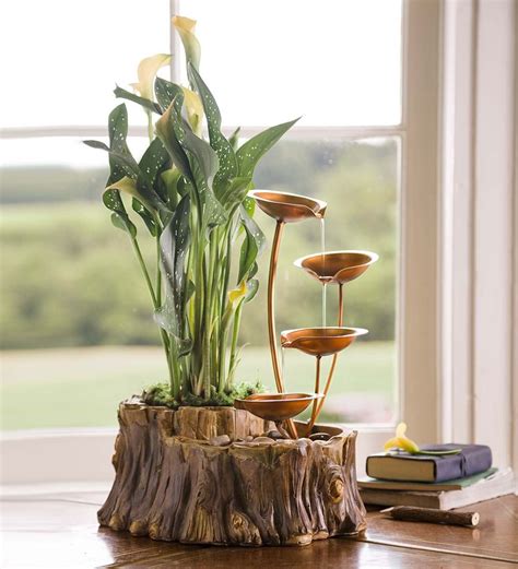 tabletop mist fountain|indoor tabletop fountain garden scene.